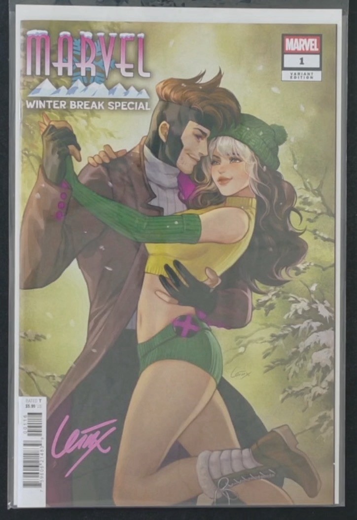 Marvel Winter Break Special #1 1:25 SIGNED BY LEIRIX LI- Rogue & Gambit w/COA NM