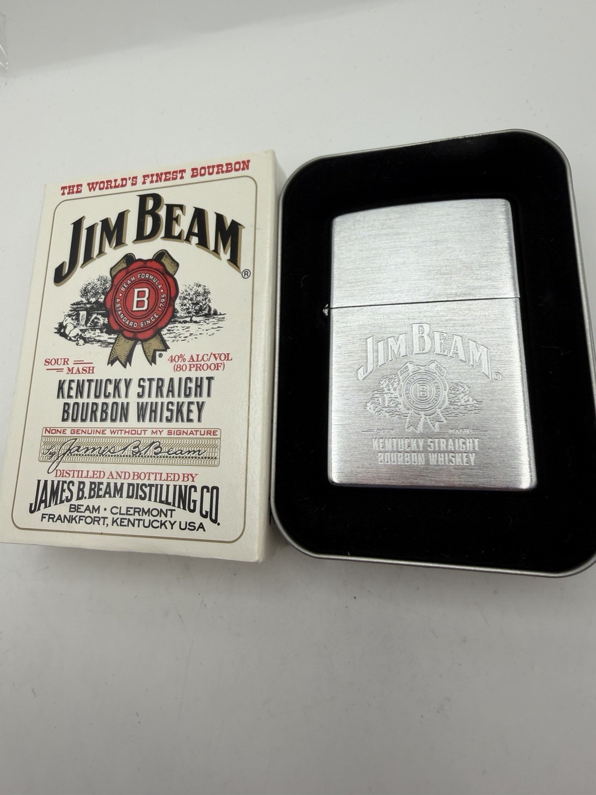 Vintage 1999 Jim Beam Whiskey Sour Mash Chrome Zippo Lighter New B5