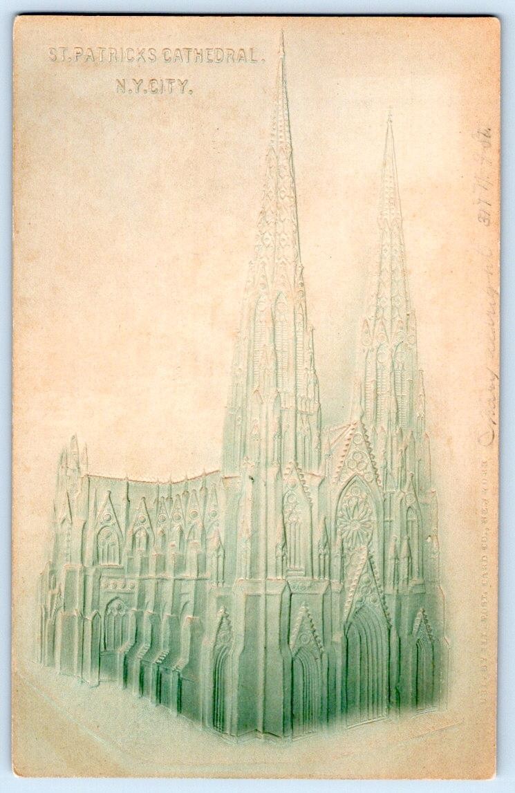 1907-10's ST PATRICK'S CATHEDRAL NEW YORK CITY AIRBRUSHED EMBOSSED POSTCARD #2