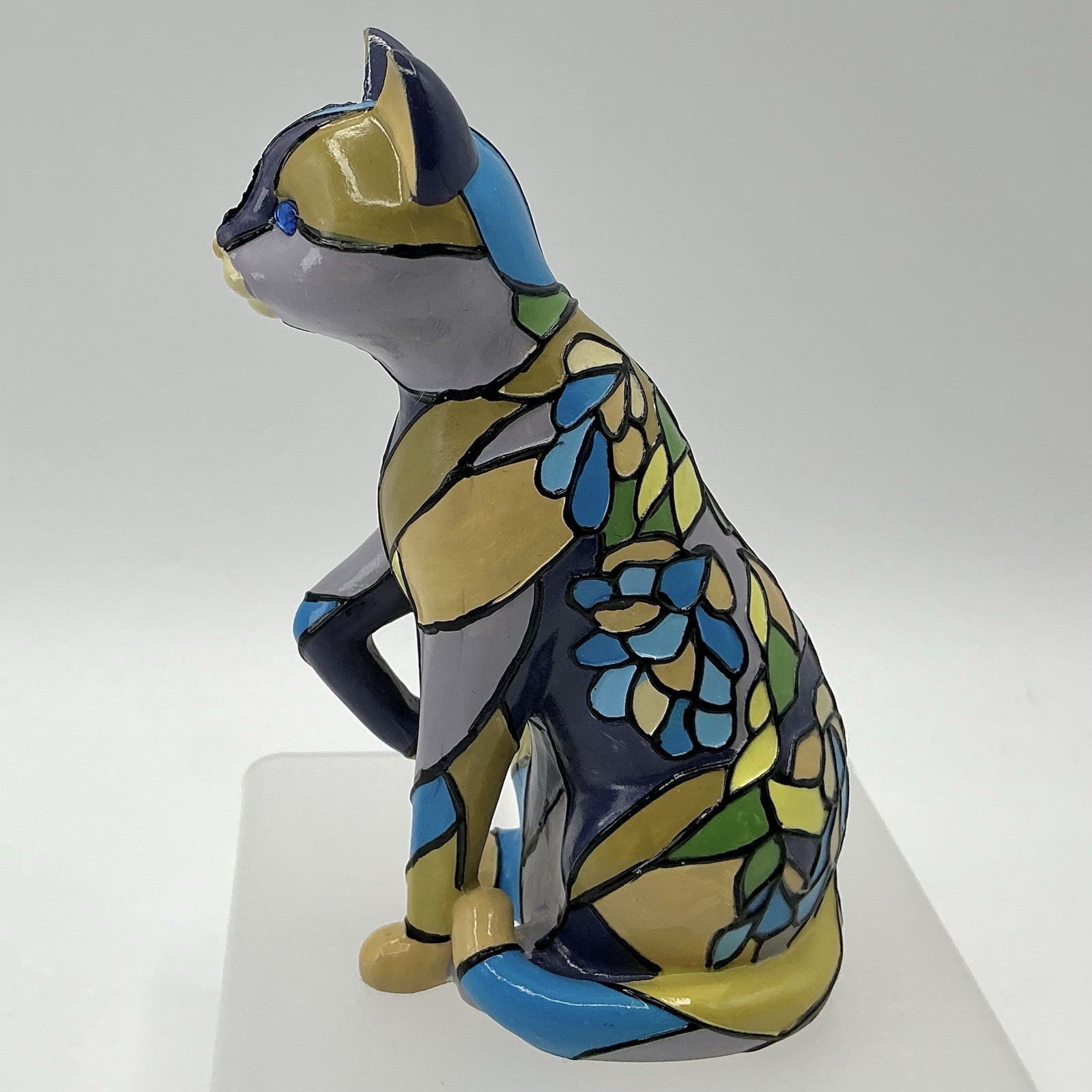 Hamilton Collection Reflections Of Tiffany Wisteria Cat Figurine w/COA