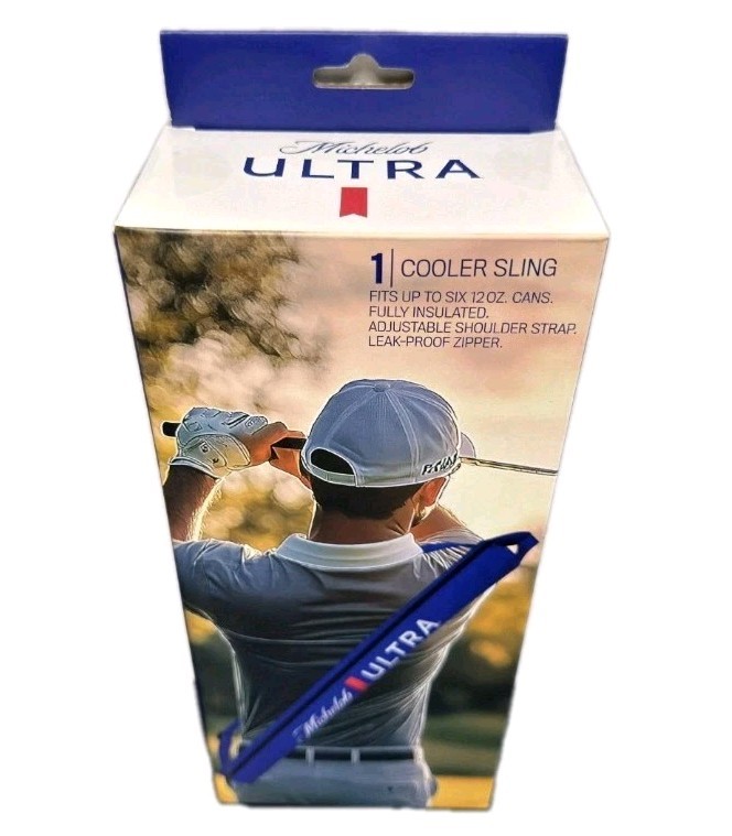 MICHELOB: ULTRA: GOLF BAG: (6) CAN COOLER: BLUE: SLEEVE: BEER: SLING: BRAND NEW