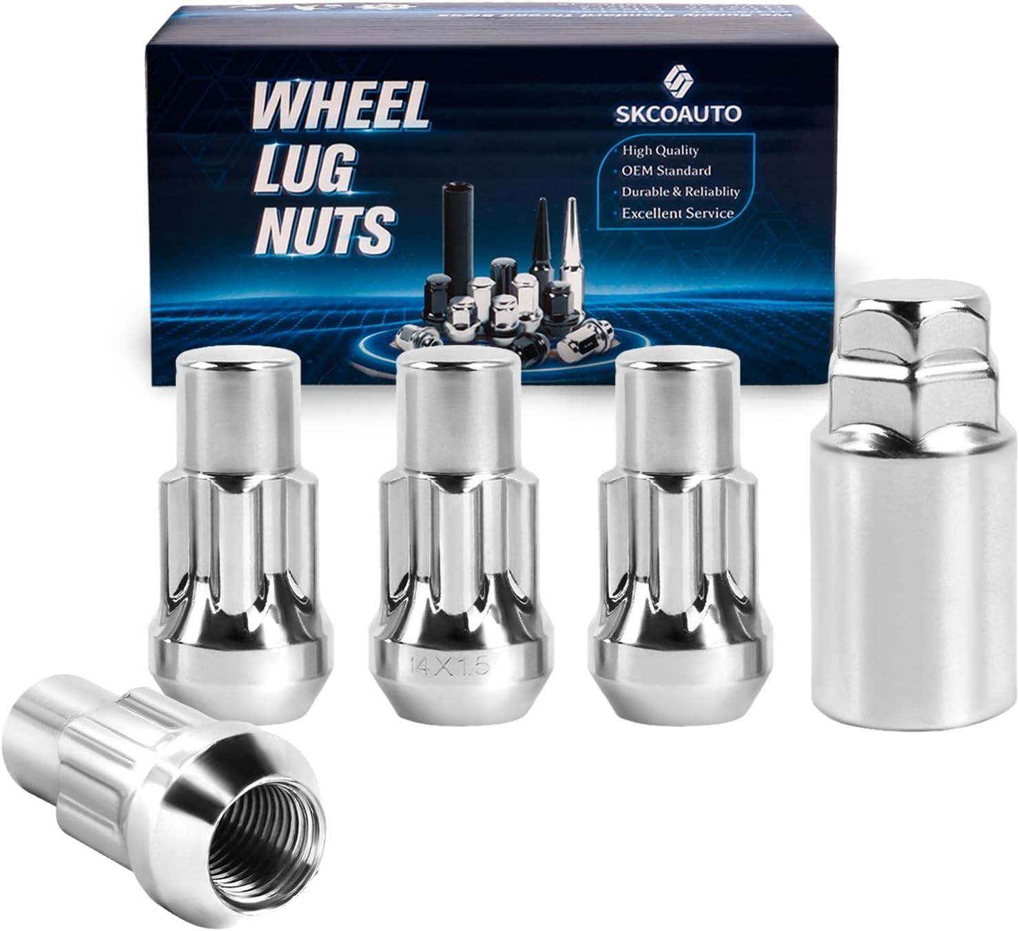 14x1.5 Wheel Locks with Key,Set of 4，Anti-Theft Locking Lug Nuts,Fits Sliverado