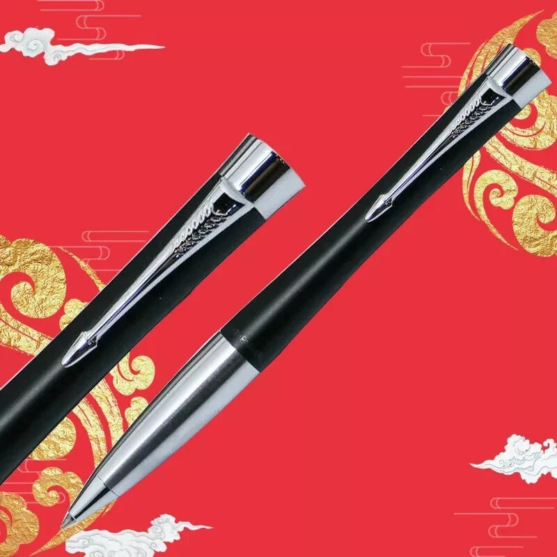 Good Matte Black/Silver Clip Parker Urban Series Ballpoint Pen Fine Nib Blue Ink
