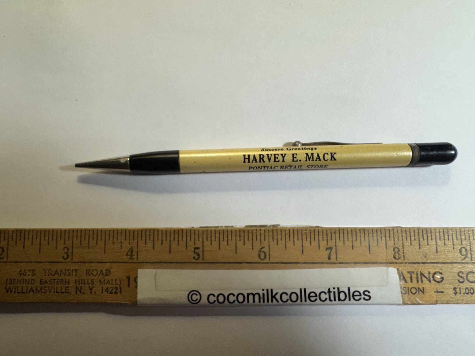 Vintage Sincere Greetings Harvey E. Mack Pontiac Retail Store Mechanical Pencil