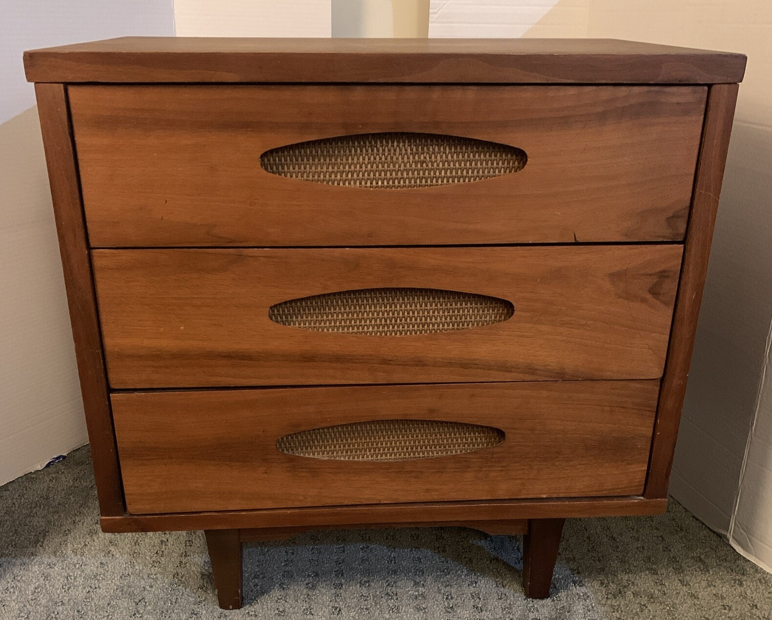 Vintage Real Mccoy Table W/ 3 - Drawer MCM Fine Brown Finish Solid Wood 1960\'s