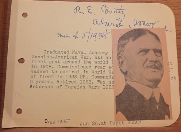 ADMIRAL Robert E. Coontz AUTOGRAPH - CHIEF of US Fleet