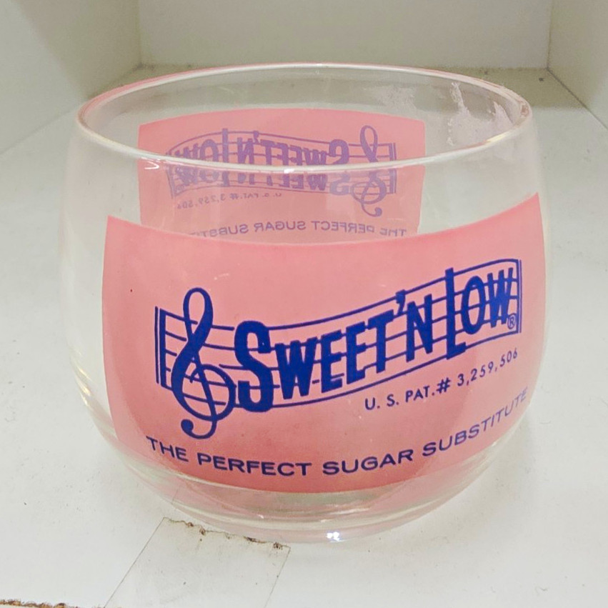 Sweet\'N Low Advertising Glass cup Pink/Clear “Perfect Sugar Substitute” 