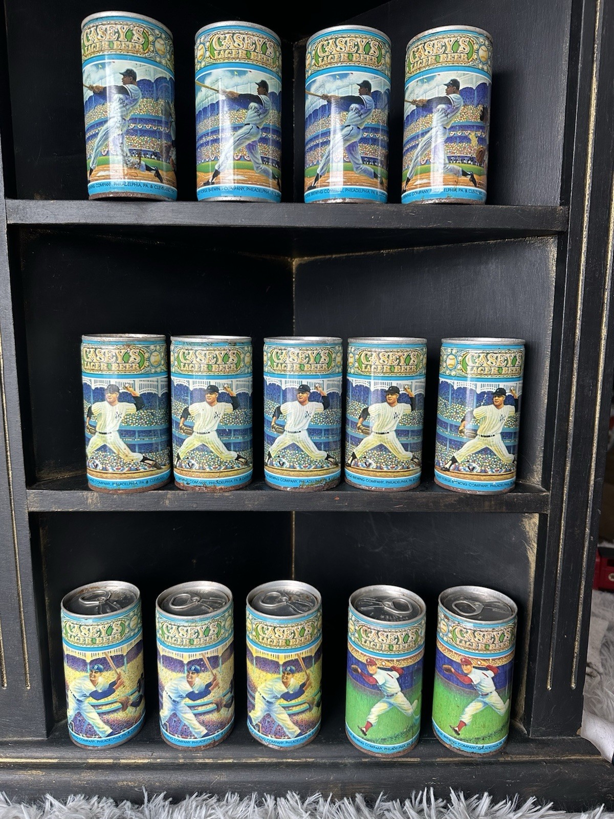 Vintage Casey’s Lager Beer Baseball Legend Cans – 14 Can Lot 