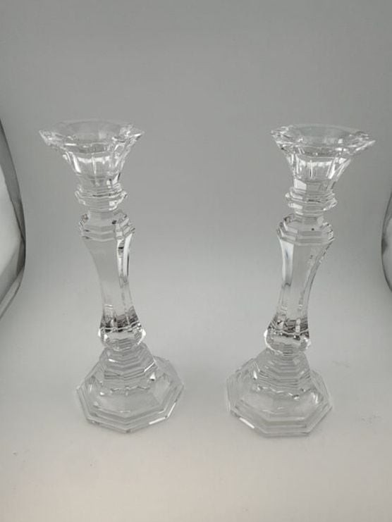 Pair Of Wedgewood Crystal Candlestick Holders 7\
