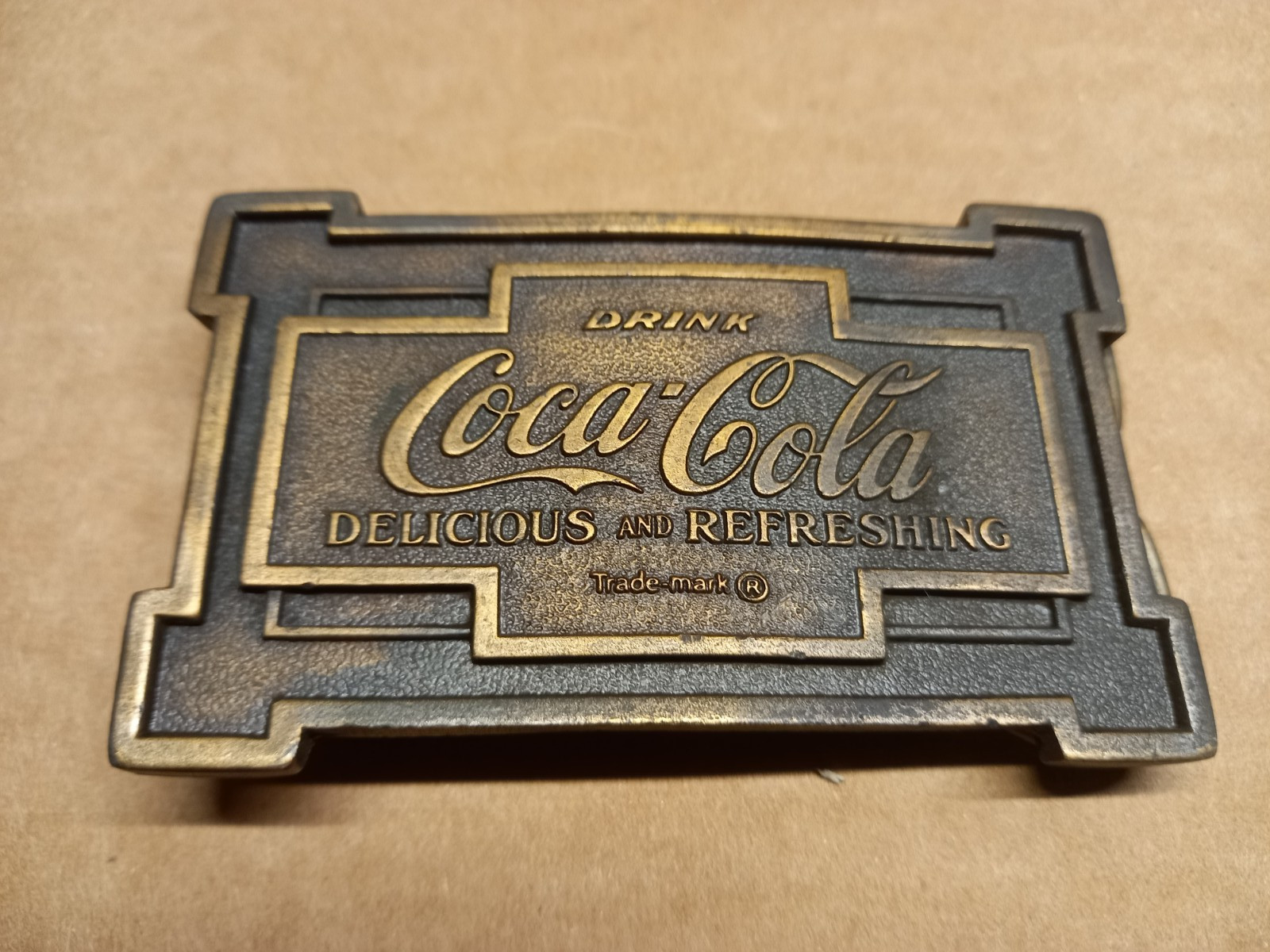 Vintage Coca Cola Brass Belt Buckle 1975 Bergamot Brass Works Metal 1975