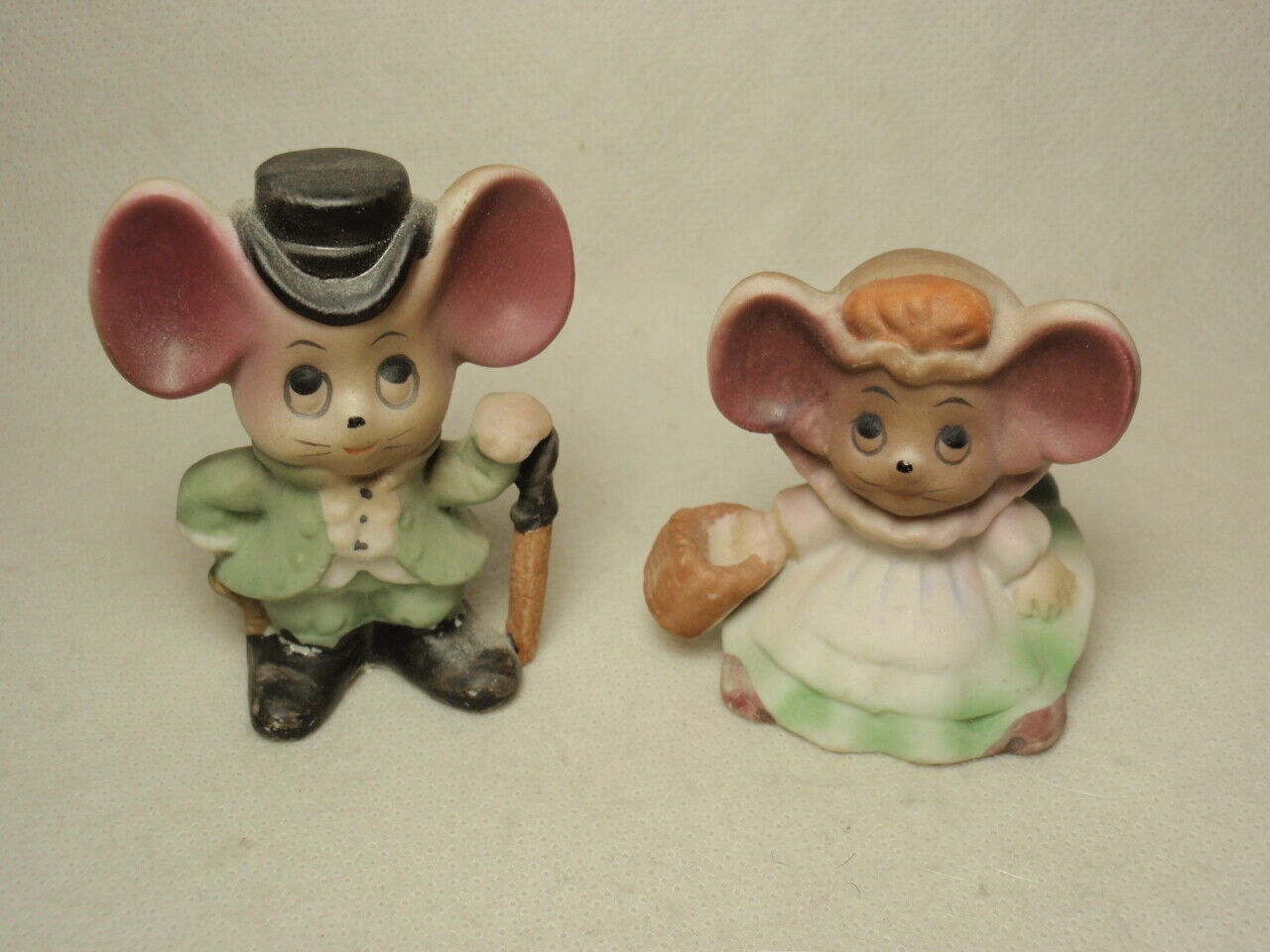 Lot 2 Miniature Bisque Mice Mouse Figurine