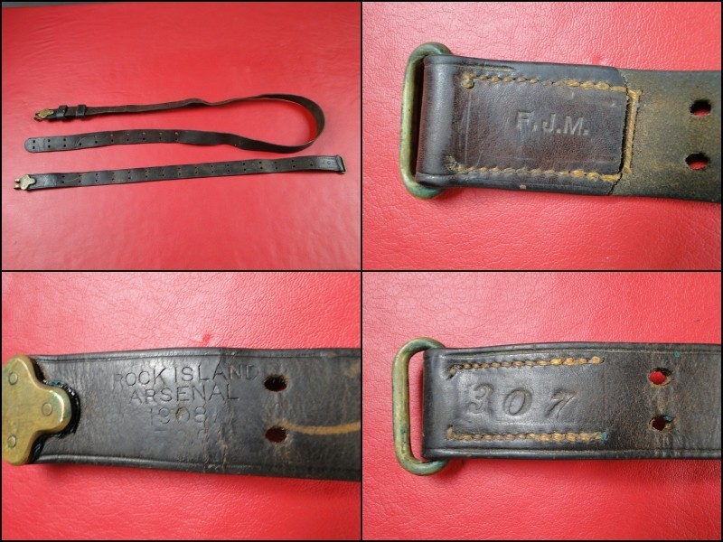 US WWI M1907 Leather Sling - Marked ROCK ISLAND / ARSENAL / 1907 T.C.C(SMA3605)