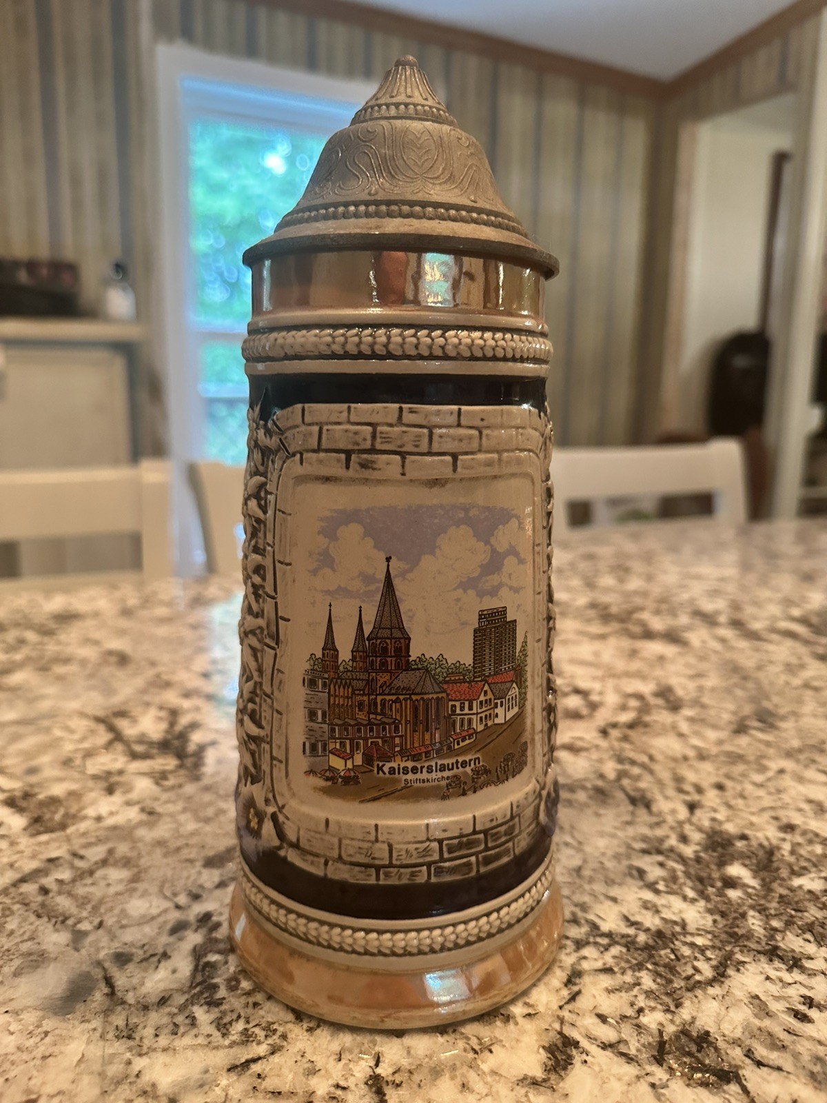 Vintage Gerzit German Beer Stein Pewter Lid Kaiserslautern Souvenir Collectible