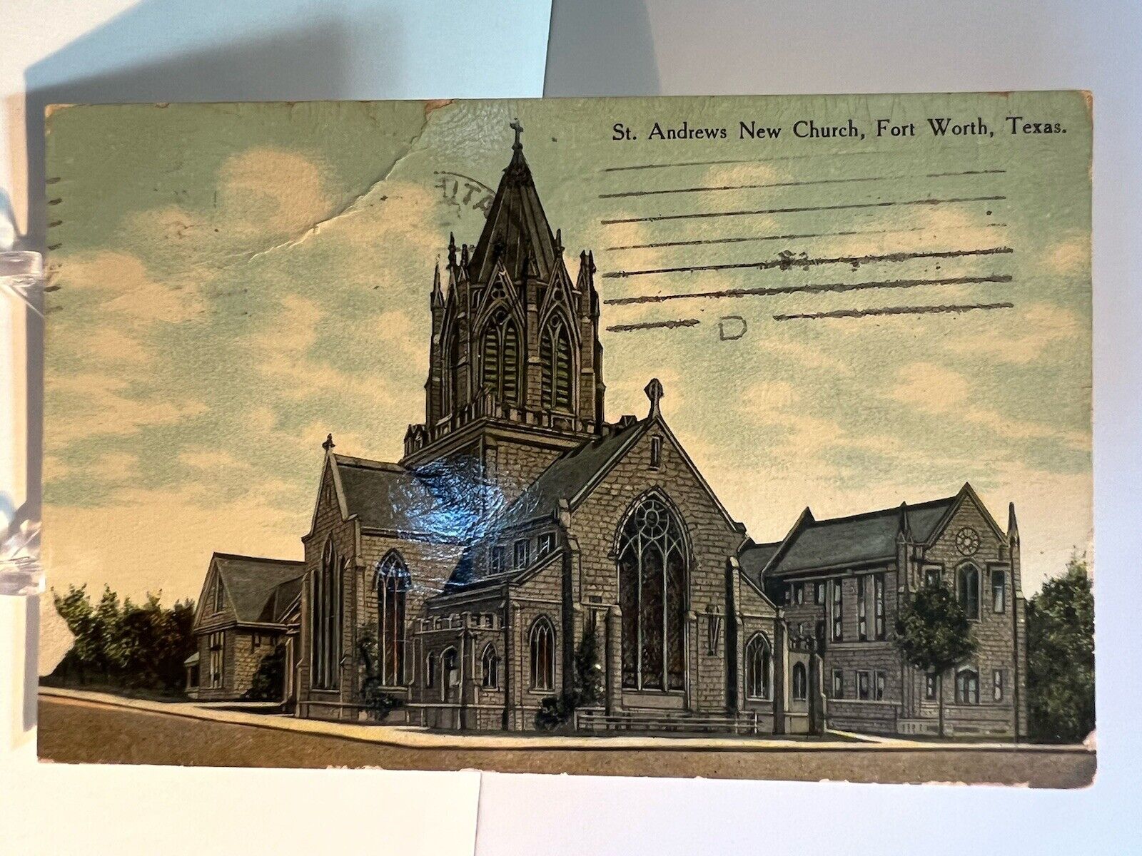 Fort Worth, Texas  St Andrew's New Church Postcard - Postmarked 1911