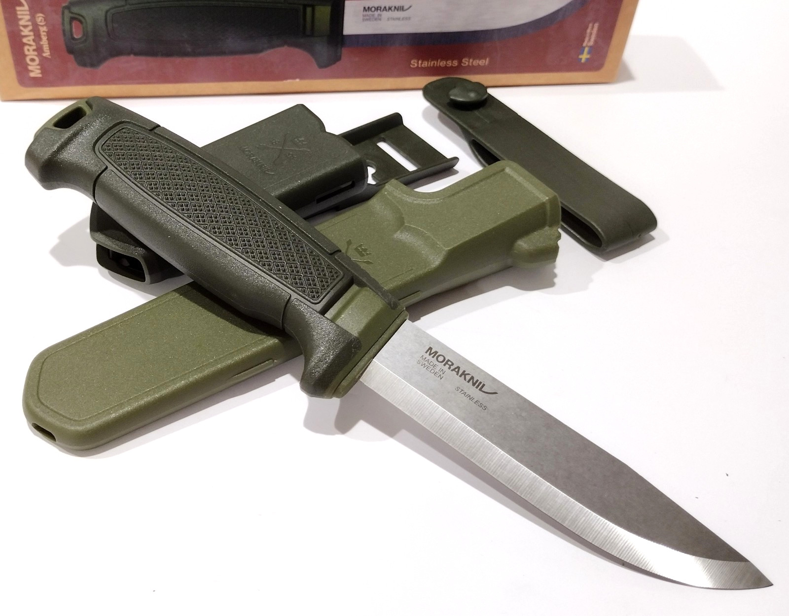 MORA SWEDEN MORAKNIV DEEP FOREST GREEN AMBER (S) STAINLESS STEEL UTILITY KNIFE