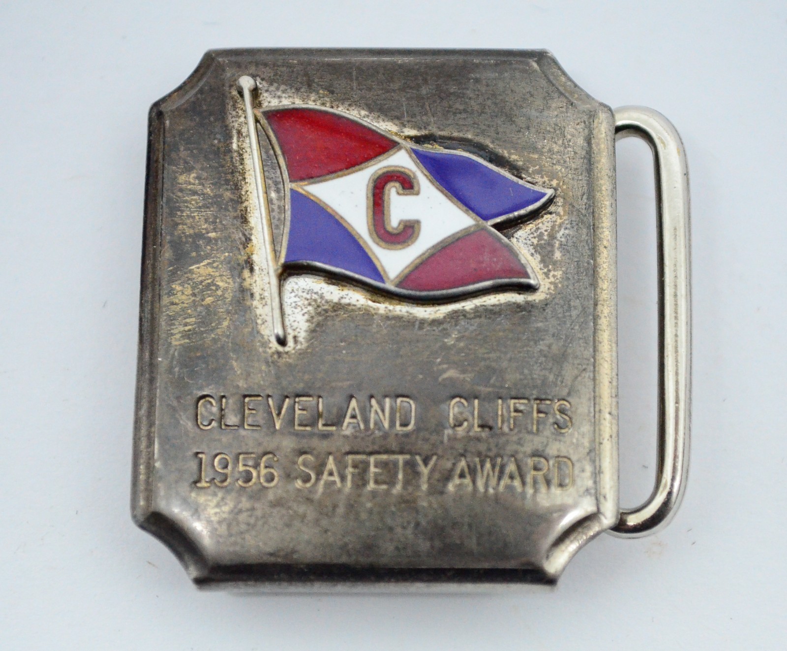 1956 Cleveland Cliffs Sterling Silver Belt Buckle Safety Award Vtg Mining Co