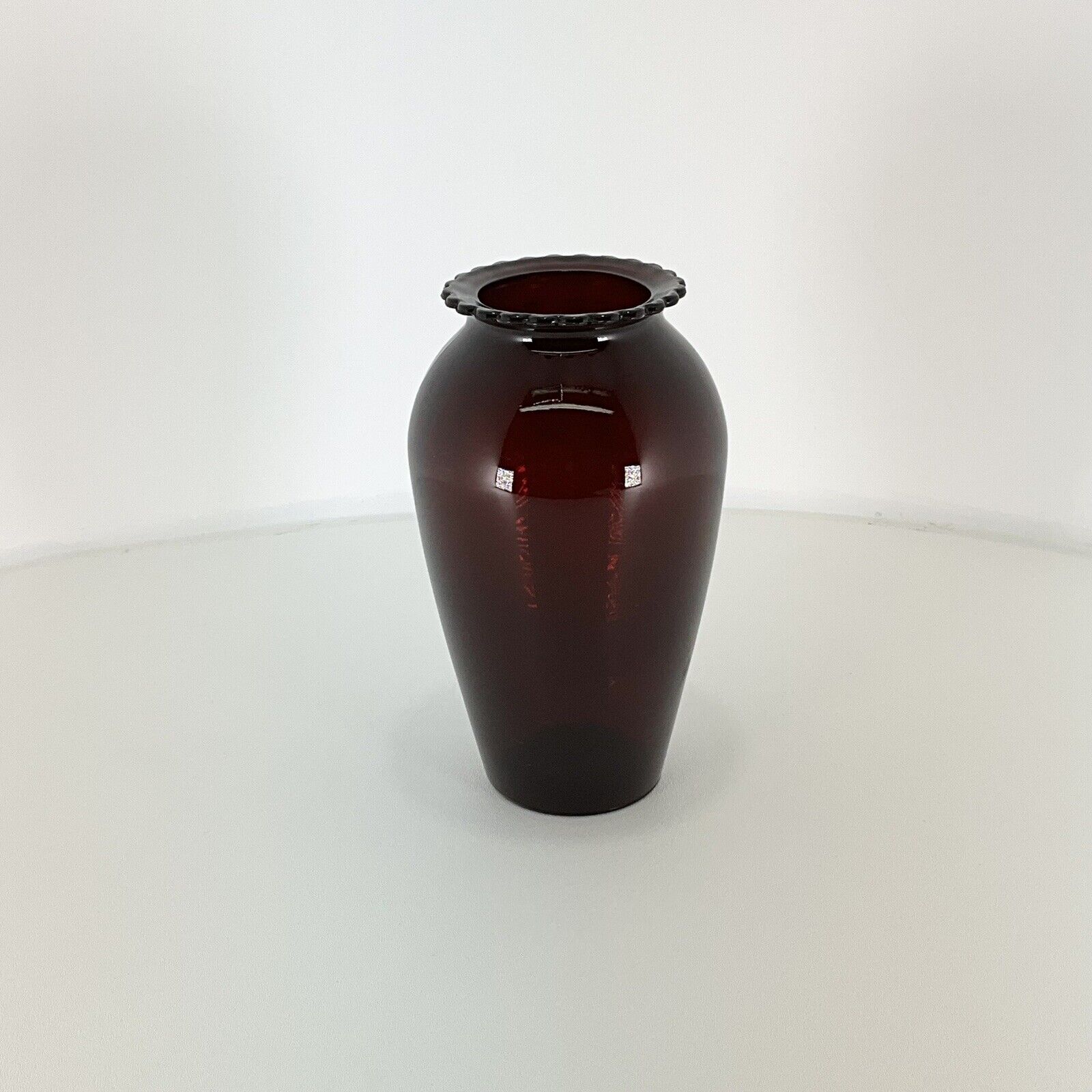 Vintage Ruby Red Glass Vase Nine Inches Tall Beautiful Vase Dark Red