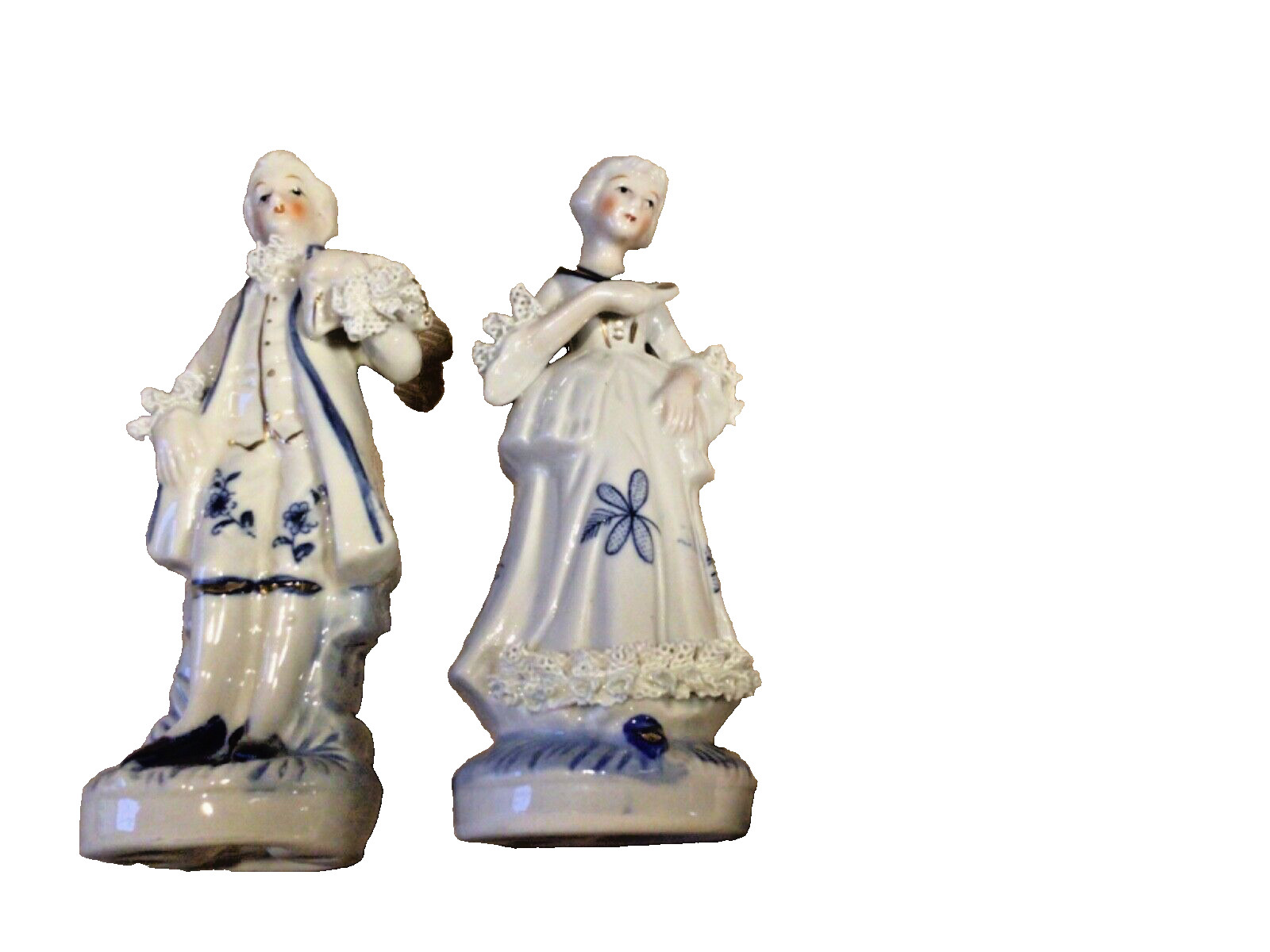 Vintage, Colonial Couple Porcelain, Blue and White 6