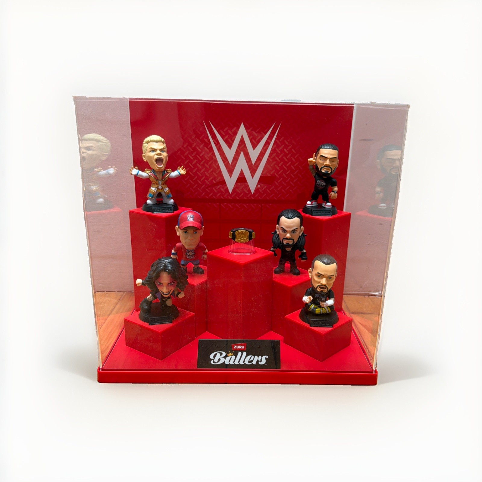 Zuru Ballers 2026 WWE Display Case with 4 RARE, 6 total, & Title Belt
