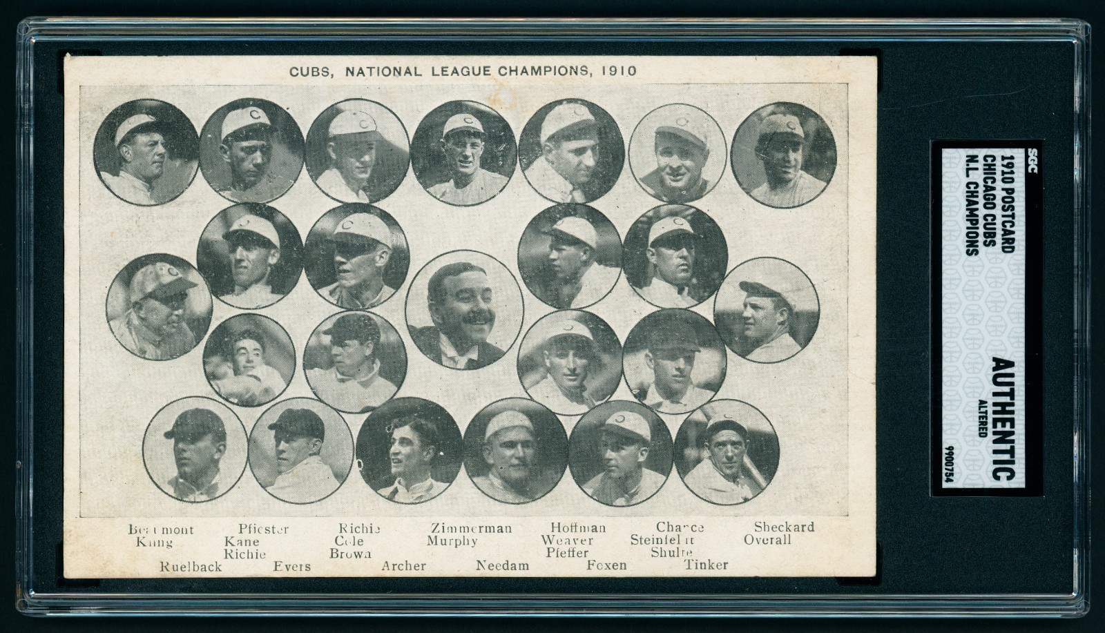 Default 1910 CHICAGO CUBS - NL Champs - Tinker, Evers, Chance, Brown HOFers SGC