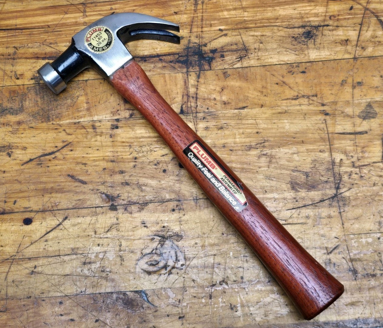 Vintage Plumb Tools 20 oz Wood Handle Claw Hammer Permabond Fayette R Plumb NEW