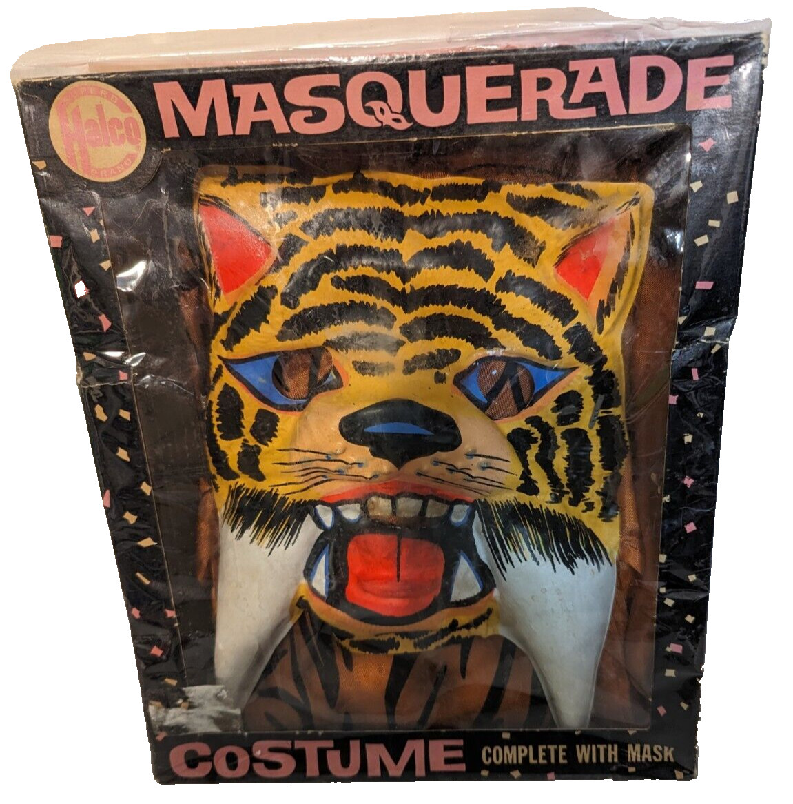 Halco Masquerade Tiger Mask Costume Ventilated Medium w Suit & Box J. Halpern