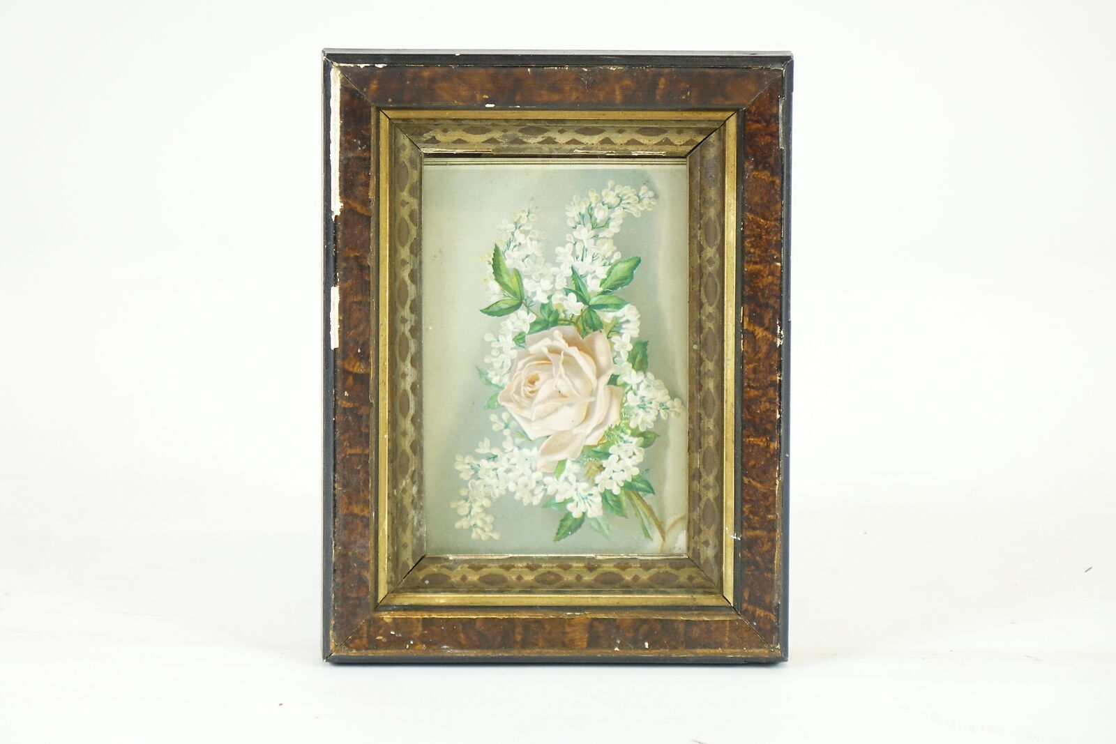 Floral, Antique Colored Lithograph on Raised Paper