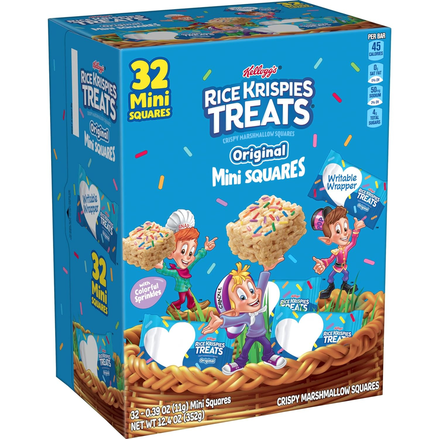 Crispy Mini Marshmallow Squares, Easter Snacks, Cereal Bars, Original with Color Crispy Mini Marshmallow Squares, Easter Snacks, Cereal Bars, Original with Color