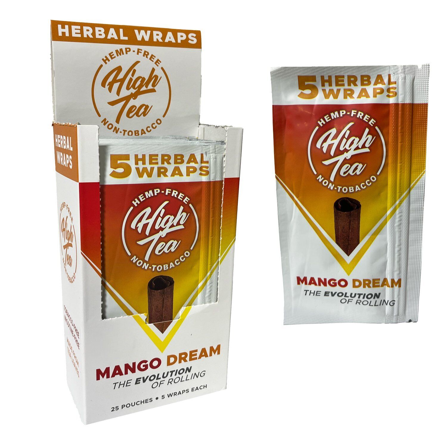 High Tea Non Tobacco All Natural Herbal Smoking Wraps - Mango Dream - 125...