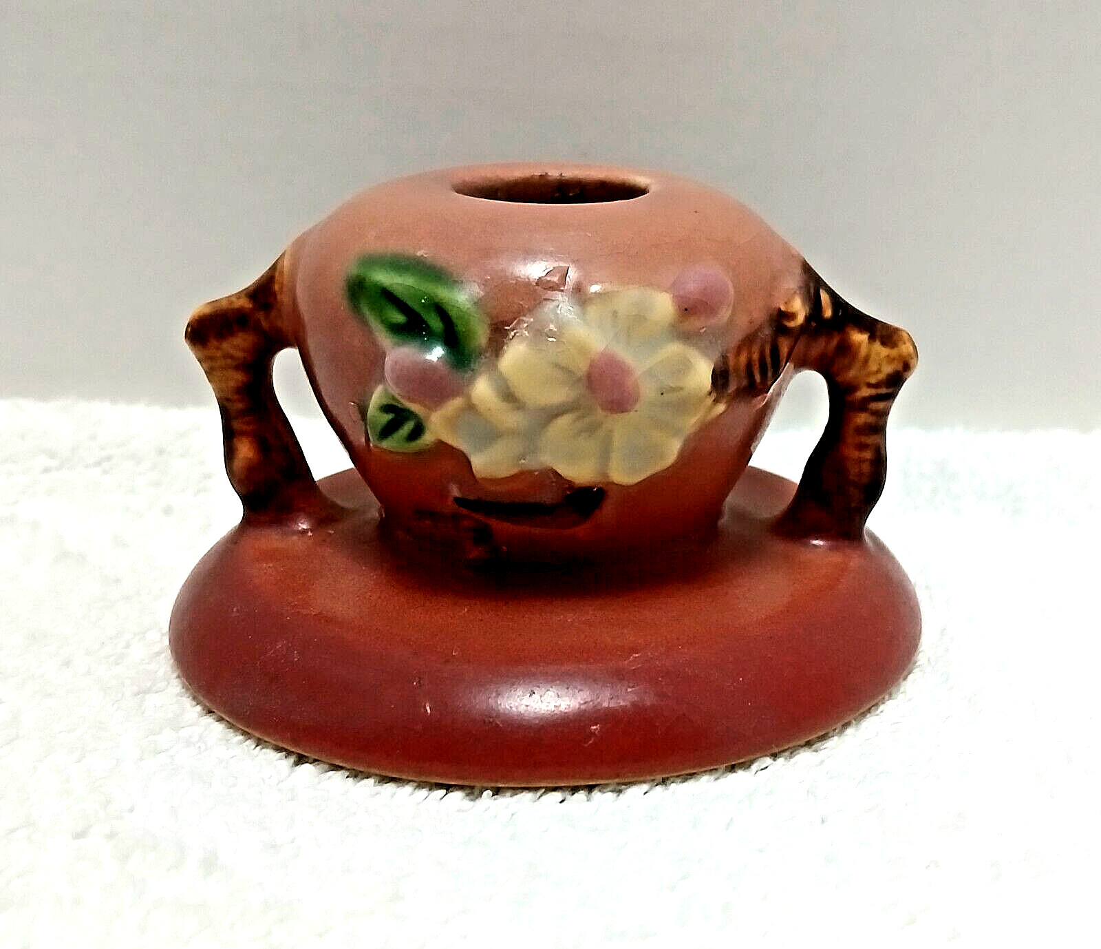 Roseville : Apple Blossom Candlestick Holder 351