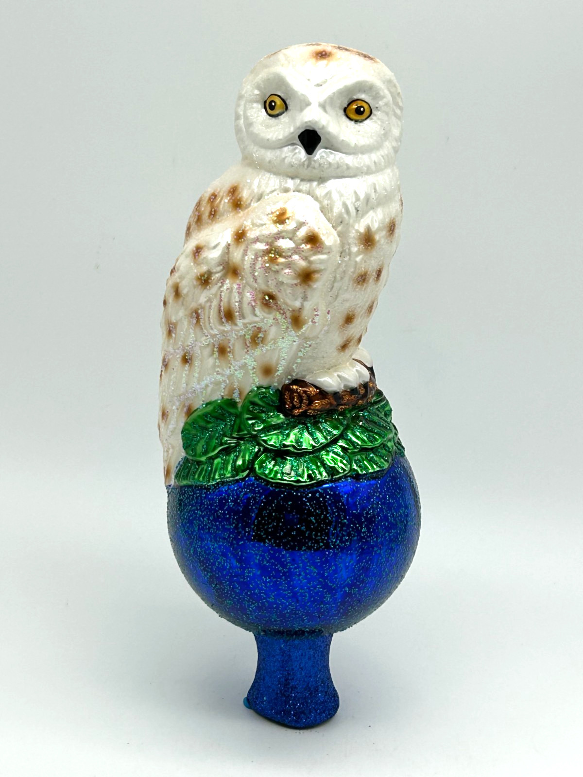 2019 Old World Christmas Blown Glass Snowy Owl Tree Topper w/ Original Box 2019 Old World Christmas Blown Glass Snowy Owl Tree Topper w/ Original Box