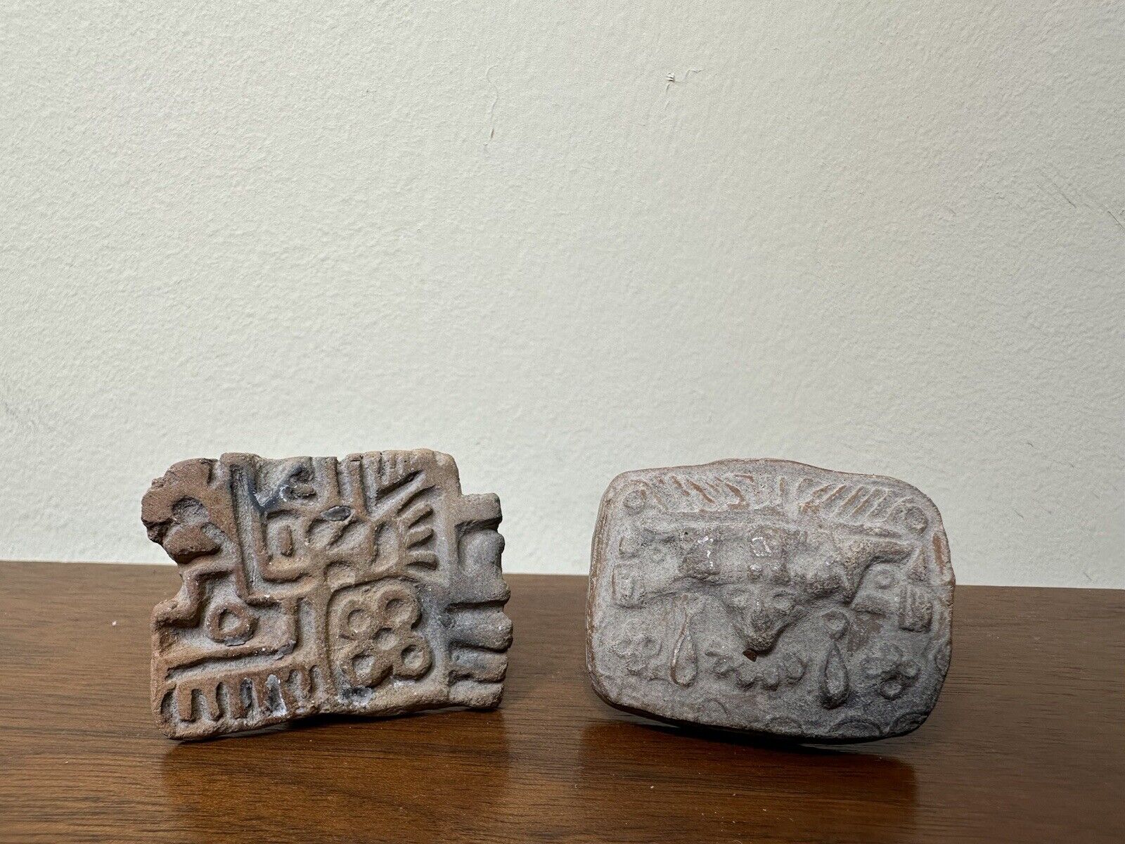 RARE Antique Pre-columbian Teotihuacan Pottery Stamp 450-650 A.D Skull & Pattern