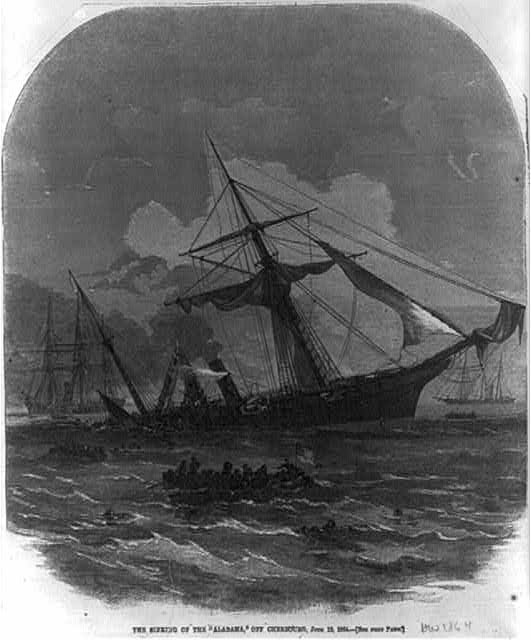 Photo:Cherbourg France 1864 CSS Alabama Sinking Naval Battle Ship Print