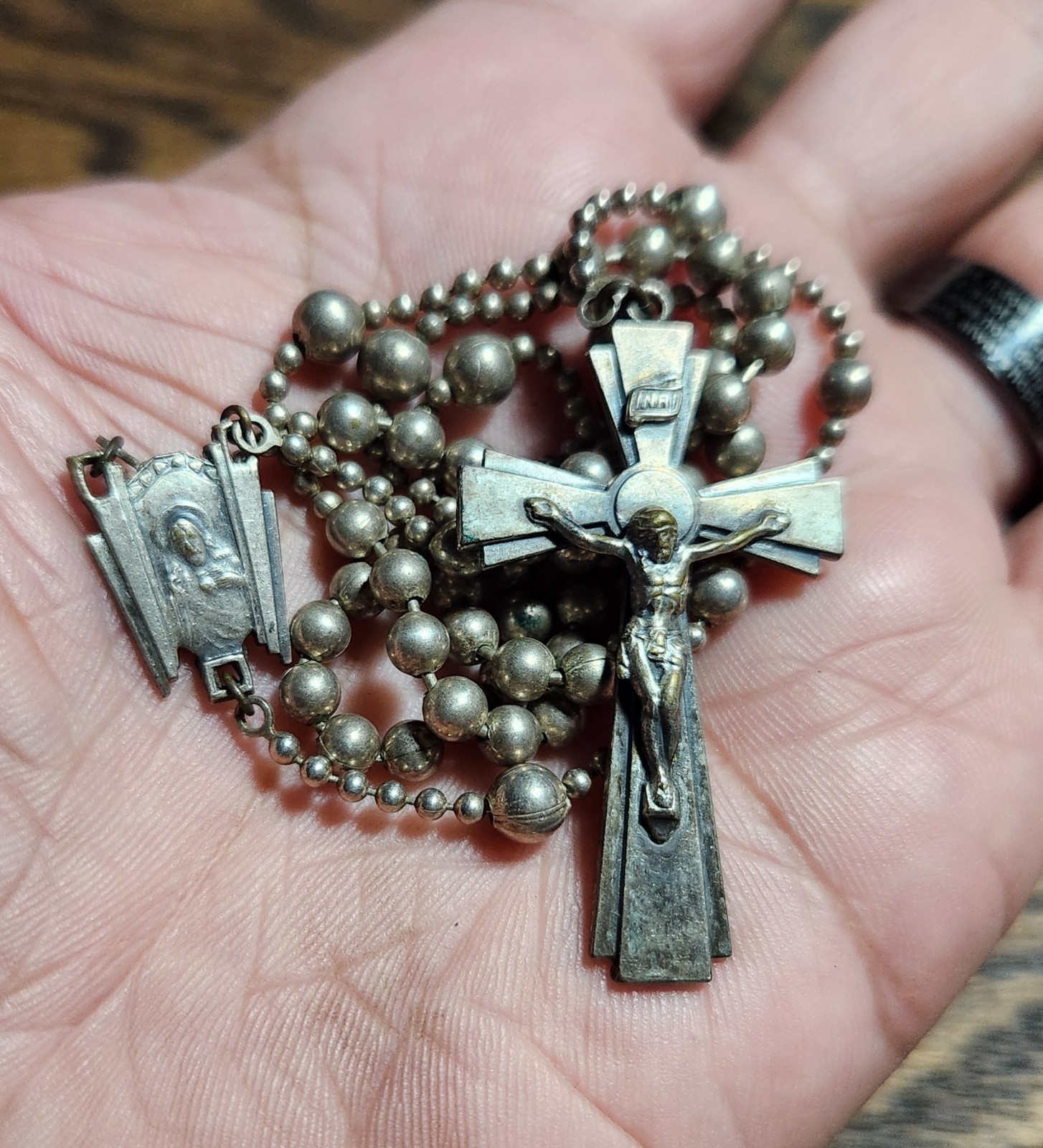 Vintage WWII Military Rosary Religious Catholic Medal Crucifix Pendant Lot #F