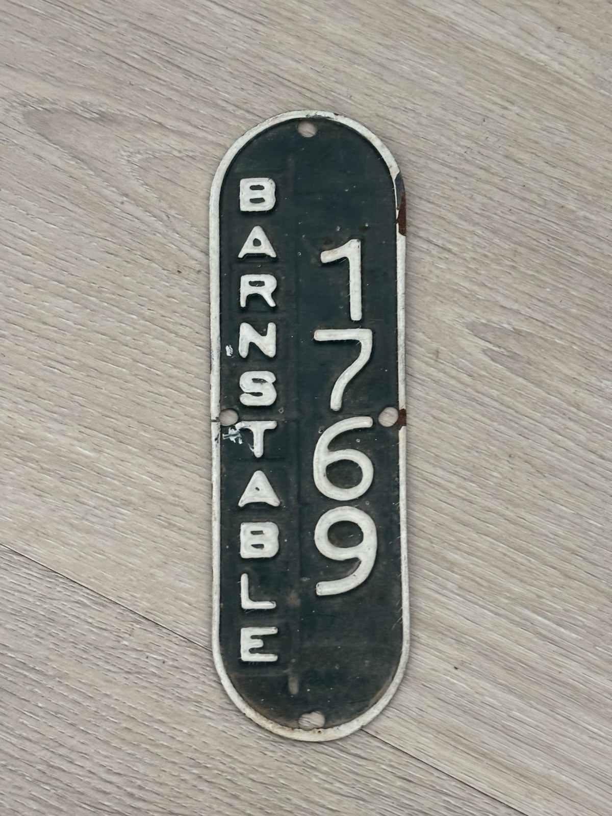 Antique Vintage Barnstable Mass. Bicycle Bike License Plate 1769 Masschusetts MA