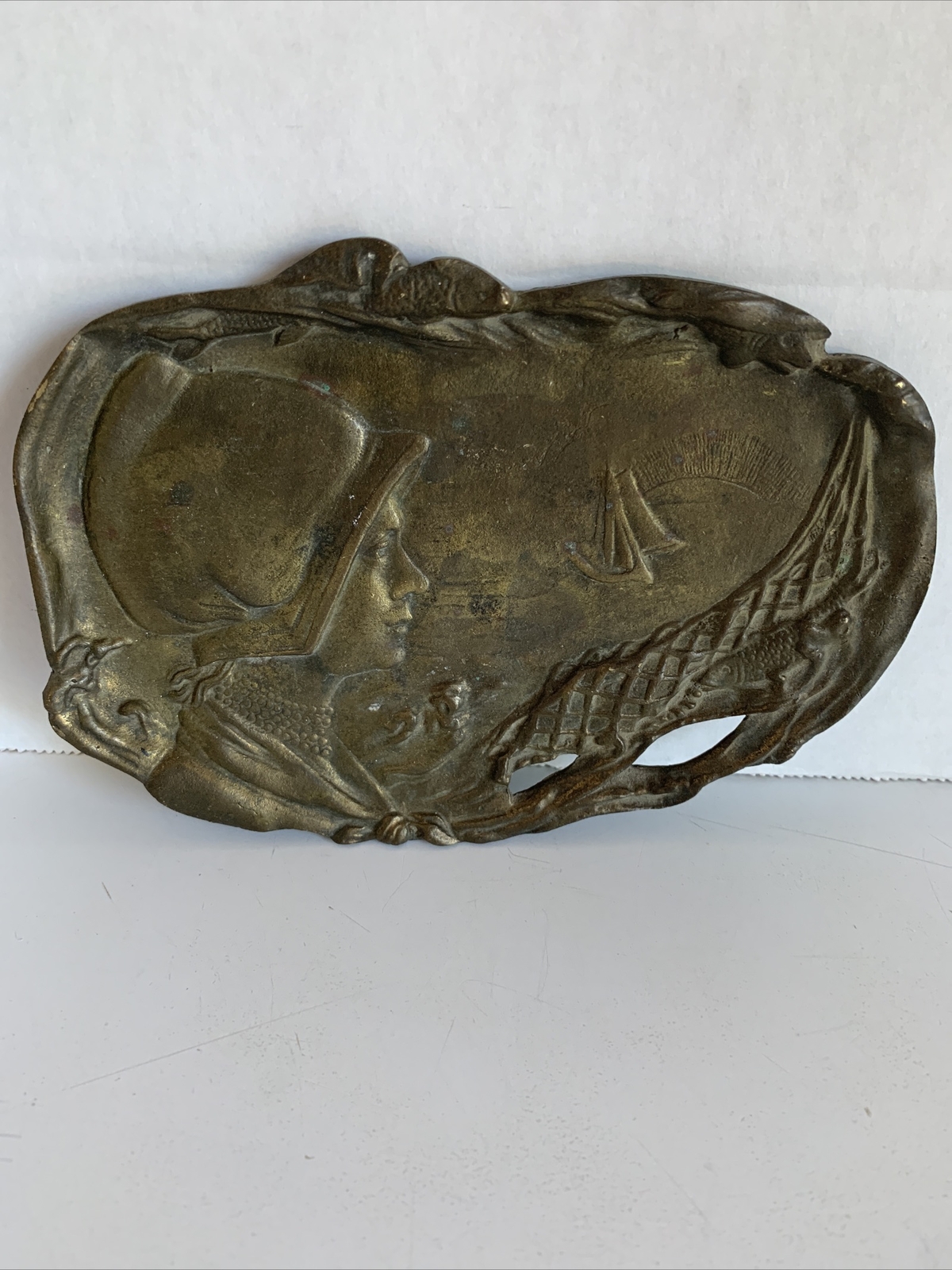 Antique 1945 Metal Trinket Dish Fisherman’s Wife