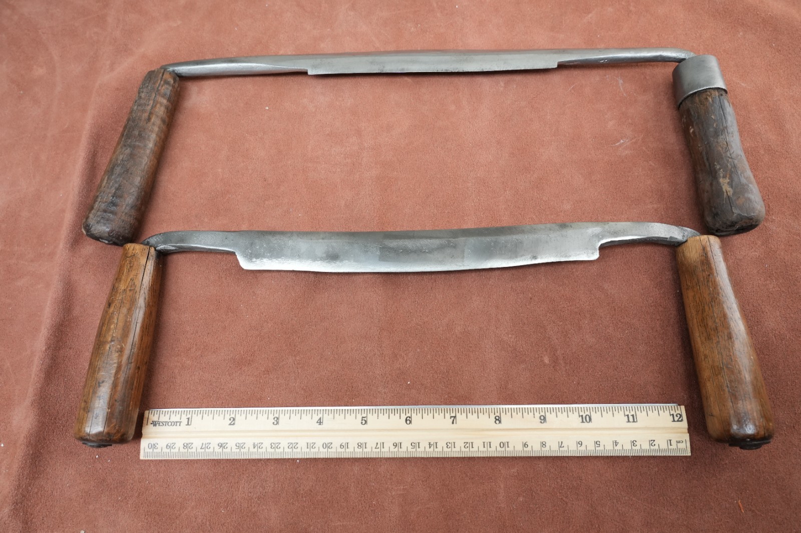 Old Woodworking Tools 2 Vintage Blacksmith Hand Forged Drawknives Draw knife