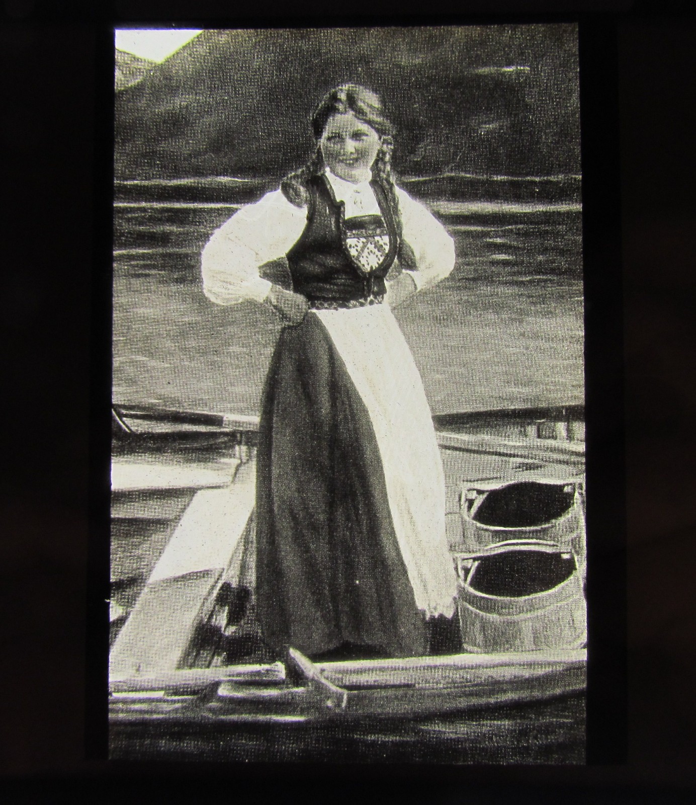 Glass Magic lantern slide A YOUNG HAPPY MAIDEN C1890 Glass Magic lantern slide A YOUNG HAPPY MAIDEN C1890