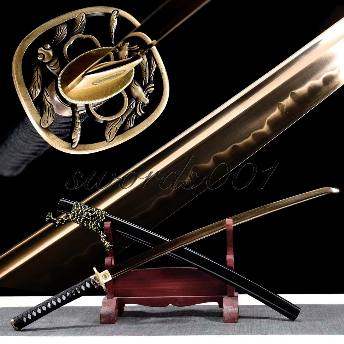 Dragonfly Style Japanese Sword Samurai Katana Luxurious Gold Blade Real Hamon
