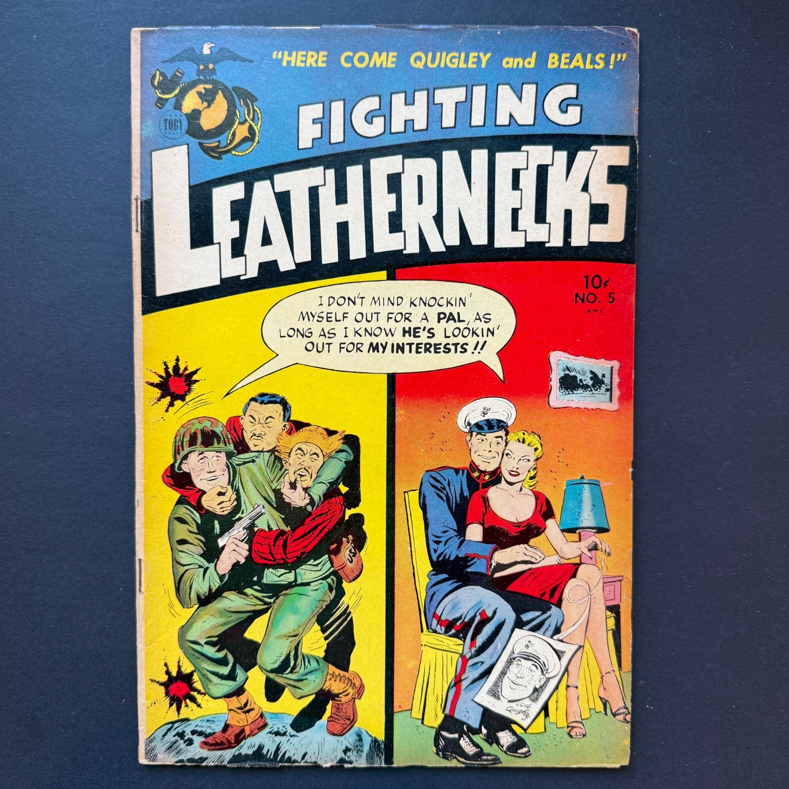 Fighting Leathernecks 5 GOLDEN AGE Good Girl Pin-Up comic Toby 1952 War USMC