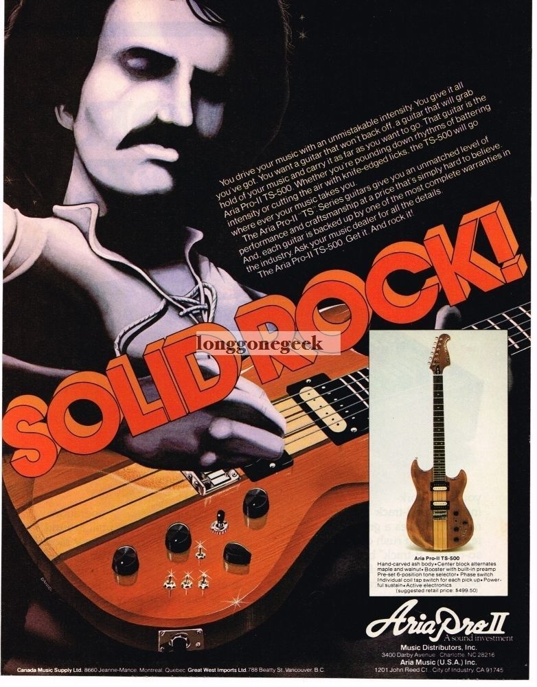 1980 ARIA PRO II  TS-500 Electric Guitar art Vintage Print Ad