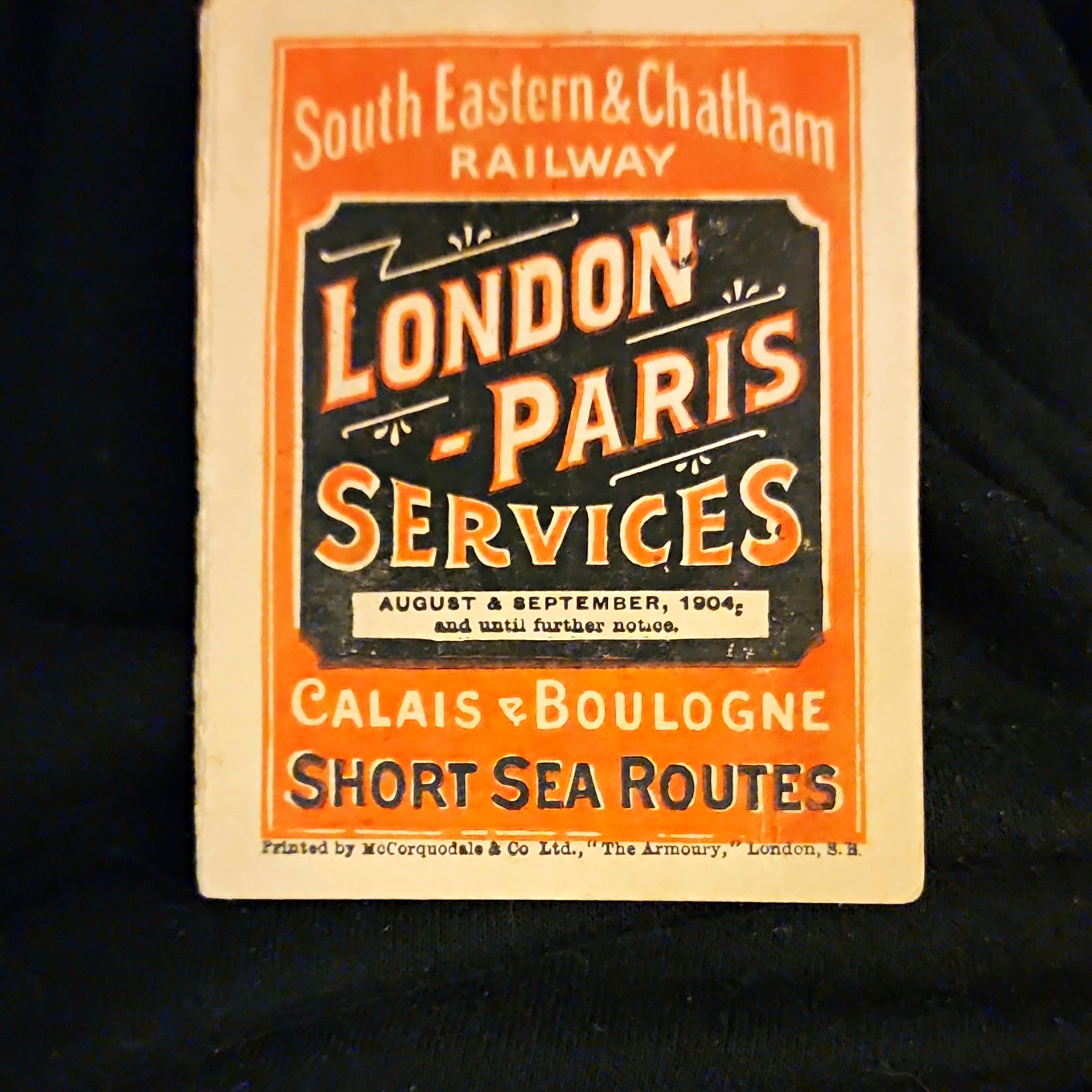 South Eastern & Chatham Railway &Steam Ship London–Paris Timetable Booklet 1904 South Eastern & Chatham Railway &Steam Ship London–Paris Timetable Booklet 1904