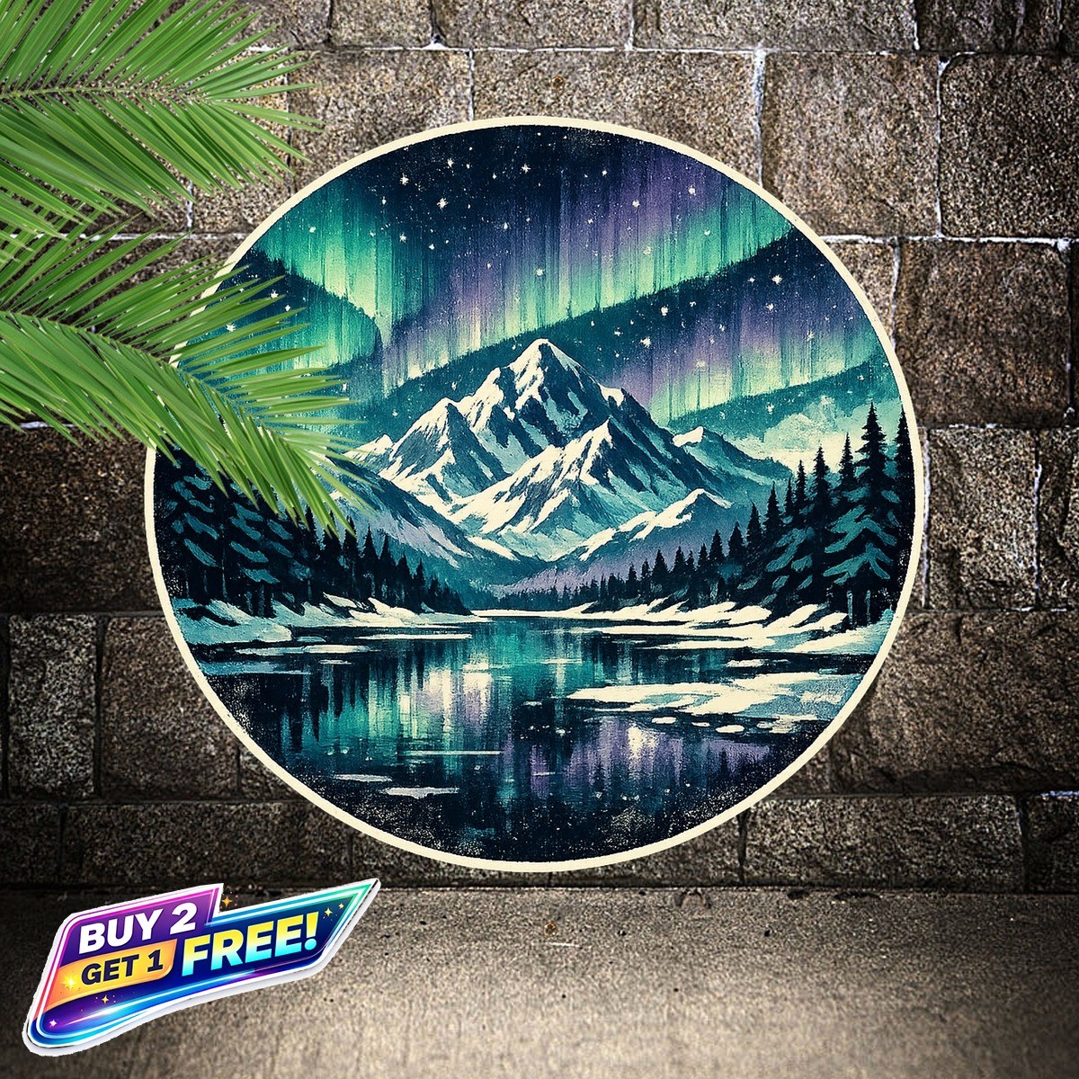 Mountain Majesty Winter Wonderland Round Aluminum Metal Sign 8x8
