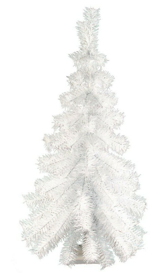 3FT White Hanging Wall Christmas Tree Classic White Tinsel Tree Lays Flat - 36\'\'