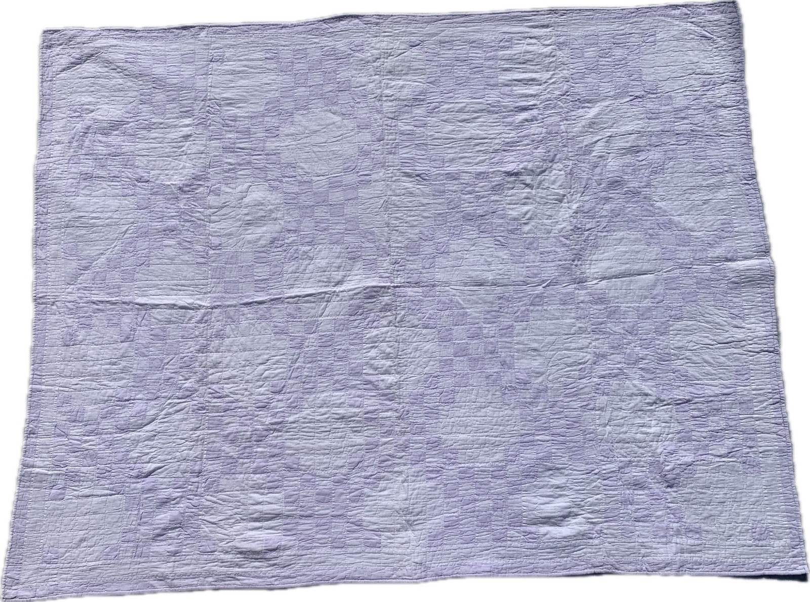 Antique pastel purple & white checkered checks cotton quilt