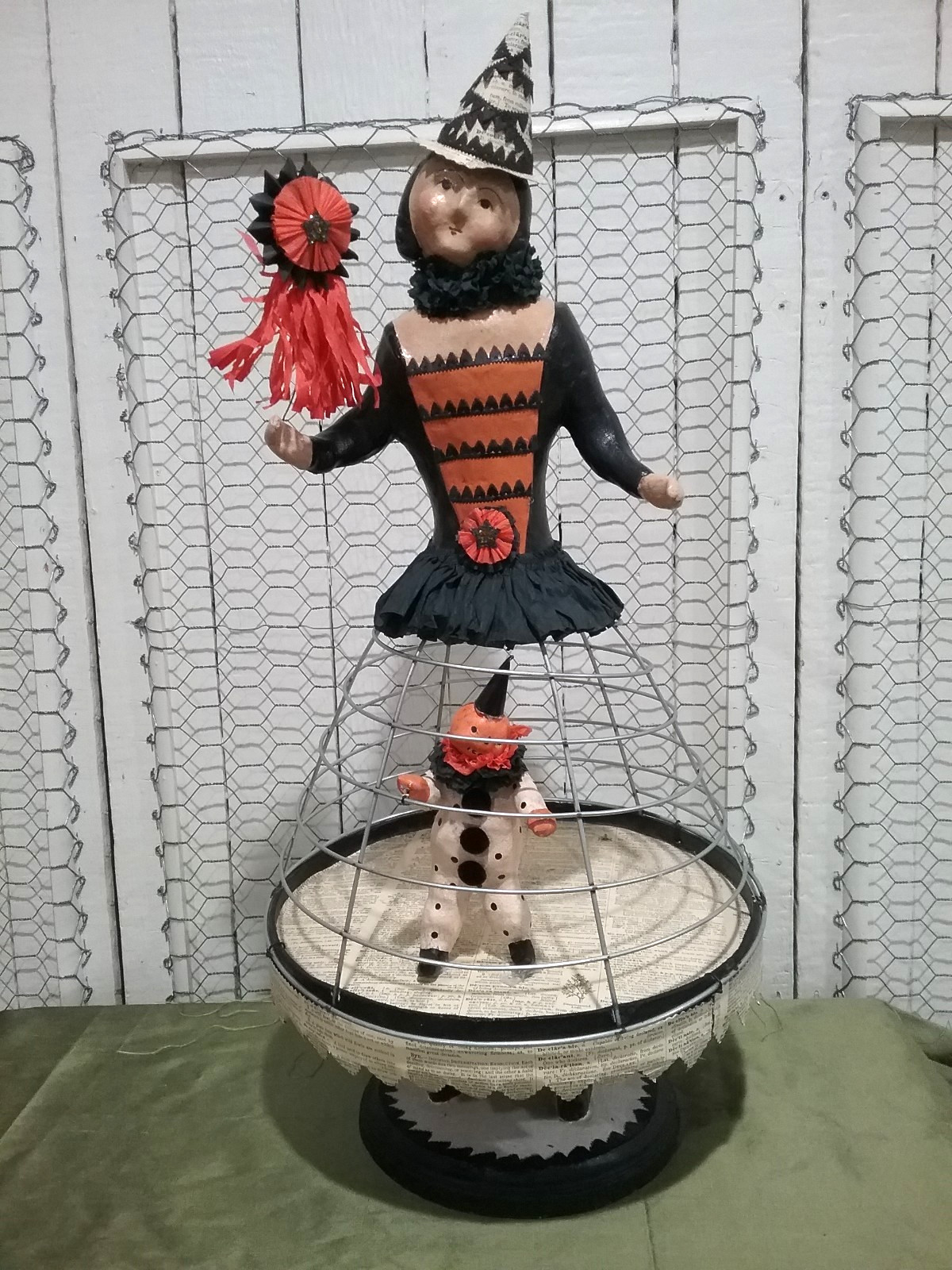 Nicol Sayre for Midwest 22 inch Halloween Witch Cage Doll with Pumpkin Man AS IS Nicol Sayre for Midwest 22 inch Halloween Witch Cage Doll with Pumpkin Man AS IS