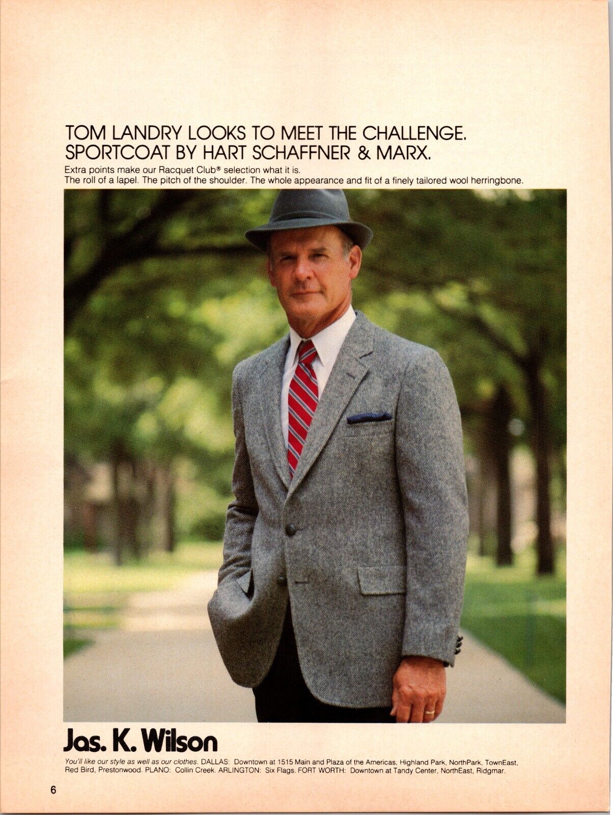 1981 Print Advertisement Dallas Cowboys Coach Tom Landry Schaffner Marx Ad Print