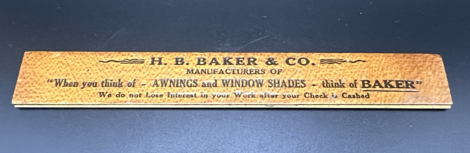 Vintage H.B. Baker & Co. Awnings Promotional Ruler Boston Mass. 6 Inch