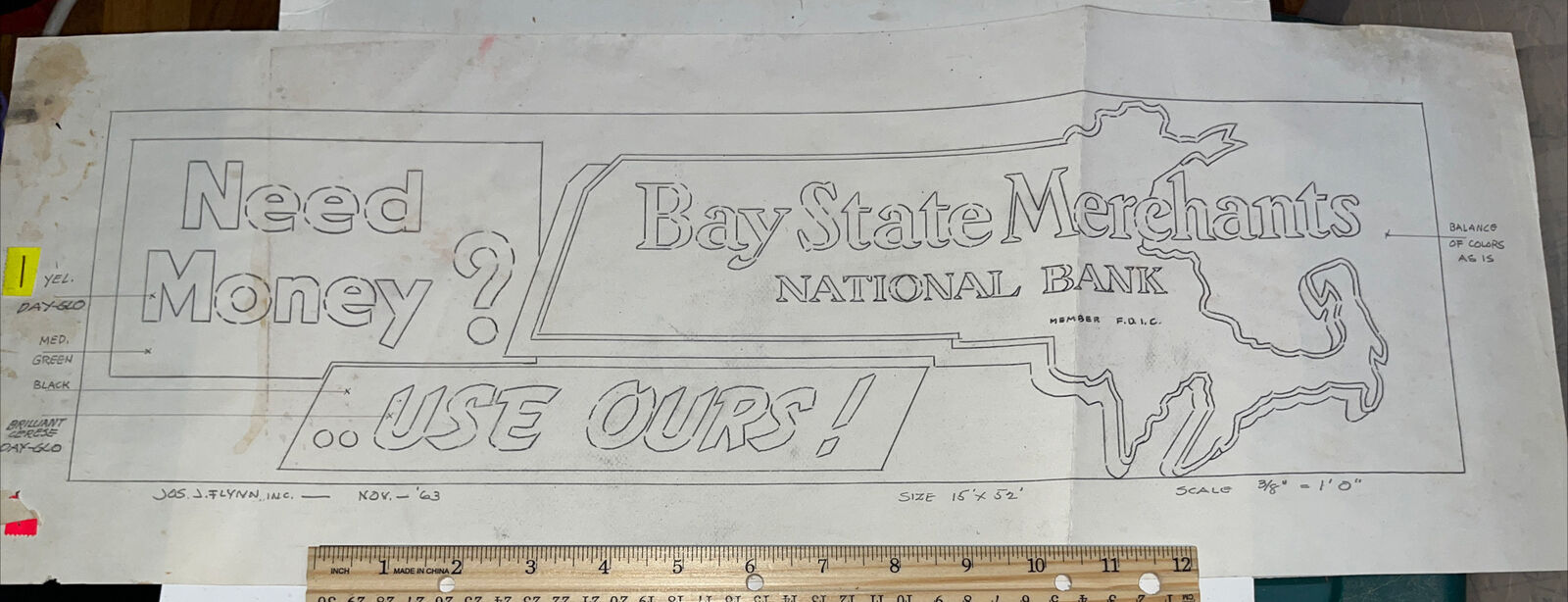 Vintage 1963 Billboard Sample: Bay State Merchants National Bank Massachusetts