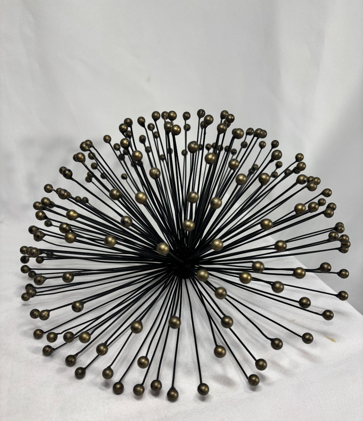 Mid-Century Modern sputnik-style brass and black Metal Wall Sculpture 12